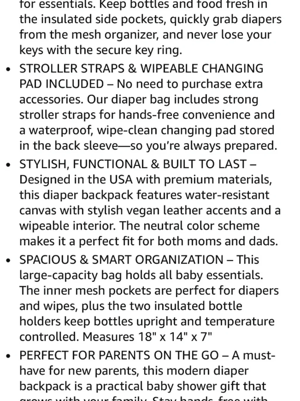 Parker Baby diaper backpack with insulated pockets and stroller straps birch bag